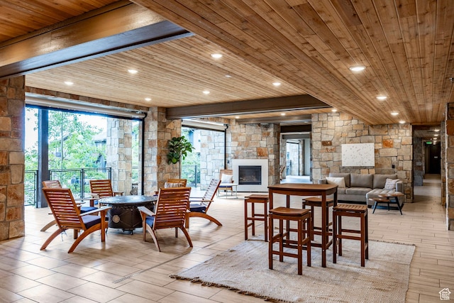 3788 Blackstone Dr Unit 19, Park City, UT 84098 - dining space with recessed lighting, wood ceiling, and beam ceiling