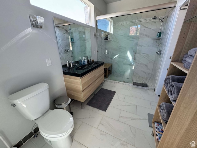 405 W 1000 N, Torrey, UT 84775 - full bath featuring a marble finish shower, marble finish floor, vanity, and toilet