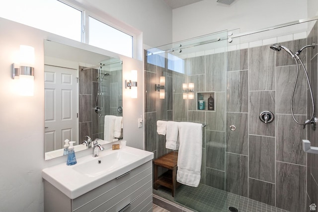 405 W 1000 N, Torrey, UT 84775 - full bathroom featuring a stall shower, visible vents, and vanity