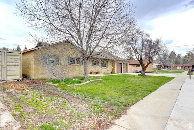 410 N 250 W, Springville, UT 84663 - ranch-style home with brick siding, a garage, and a front lawn