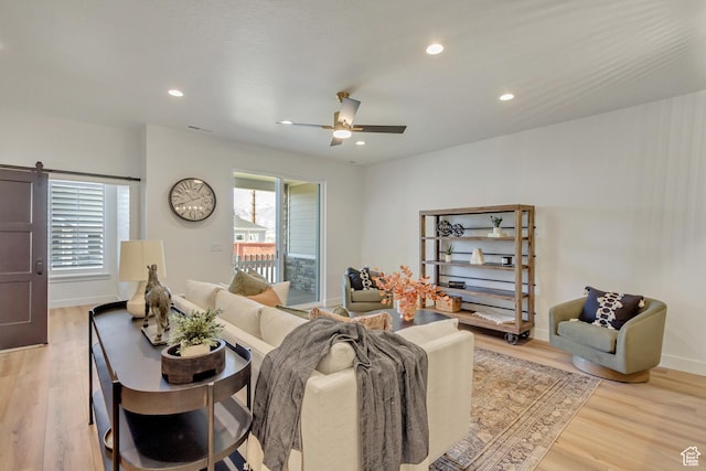 813 S 1260 W Unit 111, Heber City, UT 84032 - living area featuring baseboards, ceiling fan, recessed lighting, and light wood finished floors