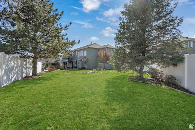 11773 S Twin Pines Ct, Draper, UT 84020 - view of yard with a fenced backyard and a gazebo