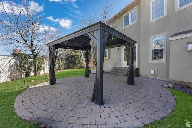 11773 S Twin Pines Ct, Draper, UT 84020 - view of patio featuring fence and a gazebo