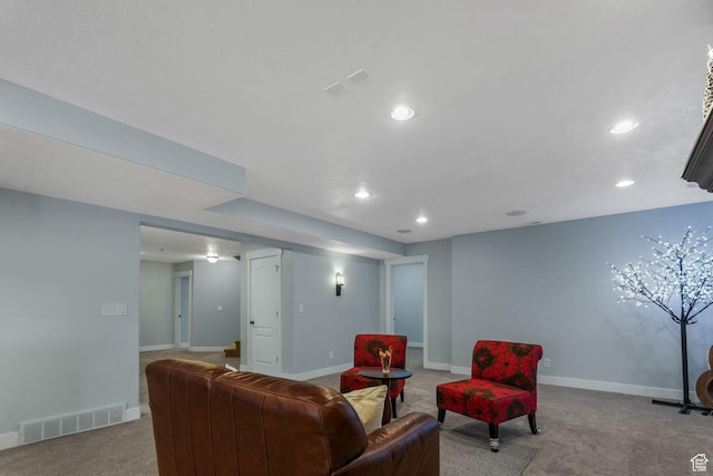11773 S Twin Pines Ct, Draper, UT 84020 - carpeted living room with baseboards, visible vents, and recessed lighting