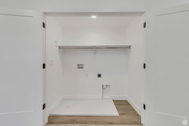 8077 N Bristle Cone Rd, Eagle Mountain, UT 84005 - clothes washing area with washer hookup, wood finished floors, laundry area, and hookup for an electric dryer