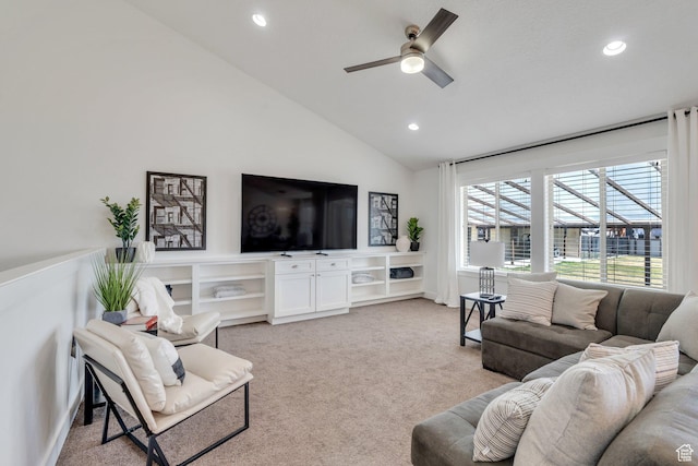 9844 N Faust Station Dr W, Eagle Mountain, UT 84005 - living room with carpet floors, ceiling fan, and recessed lighting