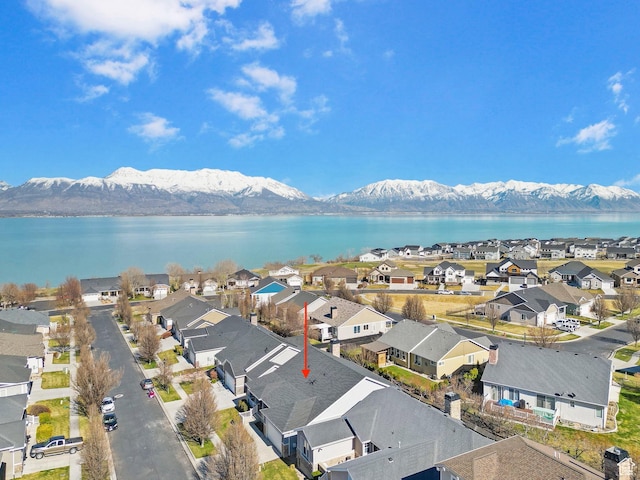 141 E Cottage Cv, Saratoga Springs, UT 84045 - aerial view with a residential view and a water and mountain view
