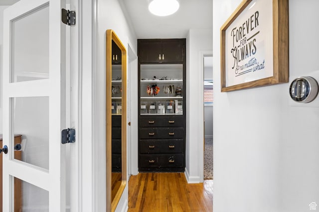 hall with wood finished floors
