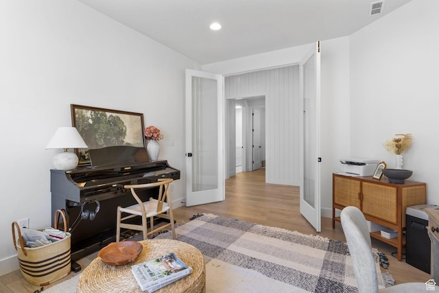 4947 W Evergreen Ln, Highland, UT 84003 - office area with visible vents, wood finished floors, and french doors