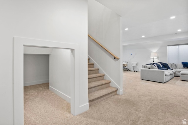 4947 W Evergreen Ln, Highland, UT 84003 - stairs featuring baseboards, recessed lighting, and carpet