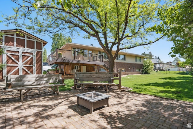 32 E 500 S, Midway, UT 84049 - view of patio with a fire pit, stairway, and a deck