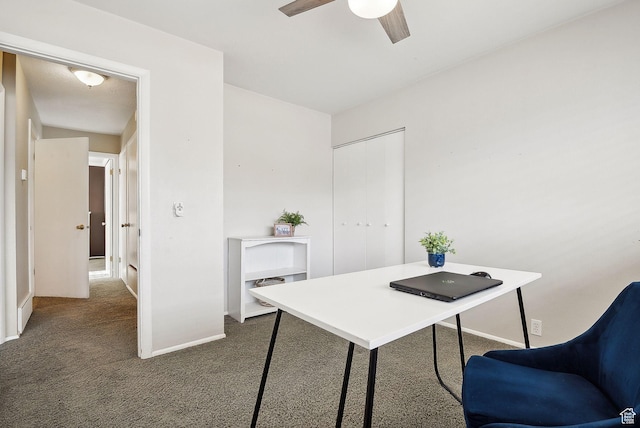 32 E 500 S, Midway, UT 84049 - home office featuring carpet flooring, a ceiling fan, and baseboards