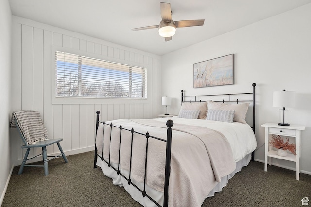 32 E 500 S, Midway, UT 84049 - bedroom with dark colored carpet, baseboards, and ceiling fan