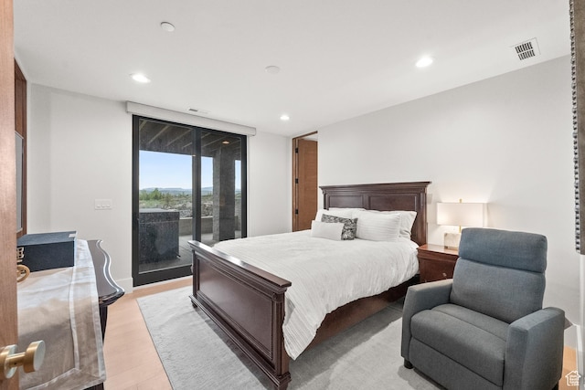 7290 Foxglove Ct, Park City, UT 84098 - bedroom with recessed lighting, visible vents, access to outside, and light wood-style floors