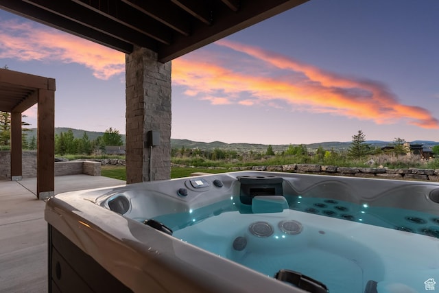 7290 Foxglove Ct, Park City, UT 84098 - patio terrace at dusk with a mountain view