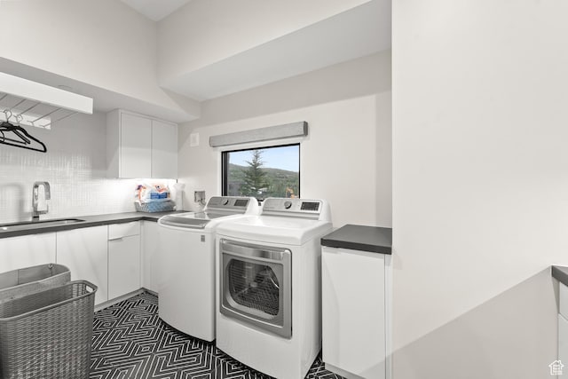 7290 Foxglove Ct, Park City, UT 84098 - laundry room featuring a sink, cabinet space, and separate washer and dryer