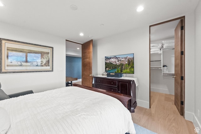 7290 Foxglove Ct, Park City, UT 84098 - bedroom with a closet, baseboards, recessed lighting, light wood-style floors, and a spacious closet