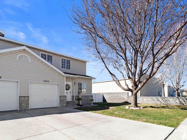 1929 W 680 N, Pleasant Grove, UT 84062 - view of front of home featuring fence, a garage, brick siding, a front lawn, and driveway