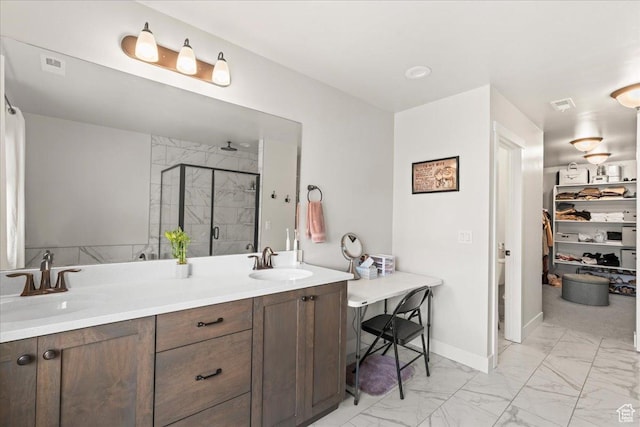 1321 E Daffodil Ct N Unit 155, Layton, UT 84040 - full bath with marble finish floor, a stall shower, visible vents, and a sink