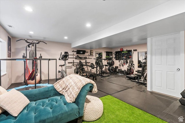 1321 E Daffodil Ct N Unit 155, Layton, UT 84040 - exercise room featuring visible vents and recessed lighting