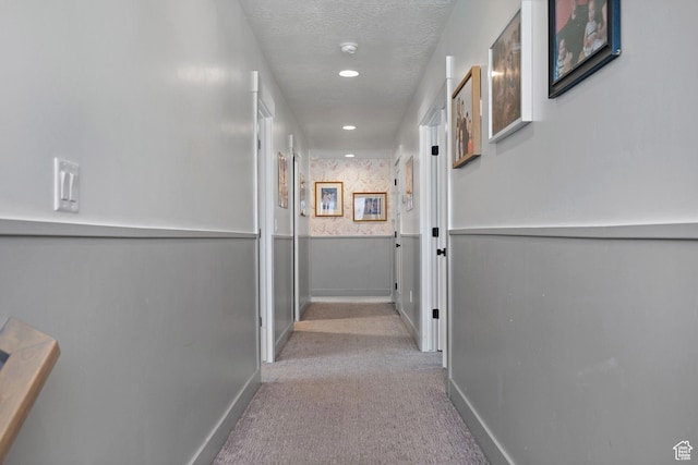 1807 S Bridle Path Loop, Lehi, UT 84043 - corridor with baseboards, a textured ceiling, recessed lighting, and carpet