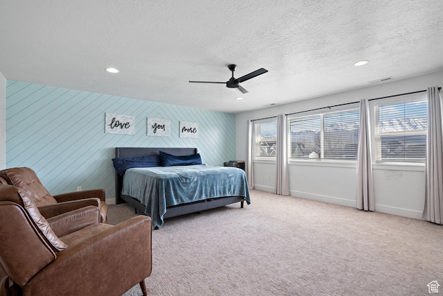 1807 S Bridle Path Loop, Lehi, UT 84043 - bedroom with light carpet, a textured ceiling, baseboards, and visible vents