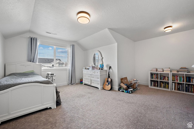 1807 S Bridle Path Loop, Lehi, UT 84043 - carpeted bedroom with lofted ceiling, a textured ceiling, baseboards, and visible vents