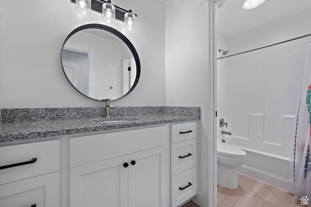 1807 S Bridle Path Loop, Lehi, UT 84043 - full bathroom with toilet, vanity, shower / tub combo, and wood finished floors