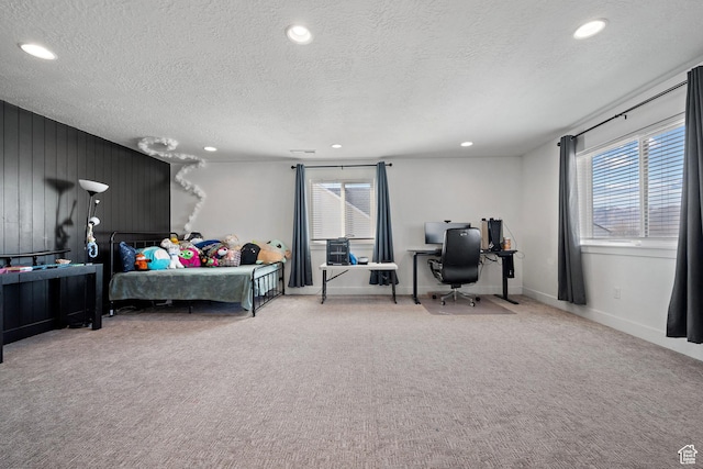 1807 S Bridle Path Loop, Lehi, UT 84043 - carpeted bedroom with multiple windows, a textured ceiling, and recessed lighting