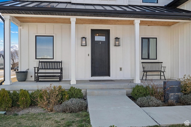1807 S Bridle Path Loop, Lehi, UT 84043 - entrance to property with metal roof, a porch, and a standing seam roof