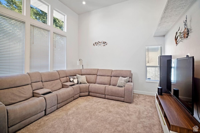 28 E 1400 N, Mapleton, UT 84664 - living area featuring plenty of natural light, carpet, baseboards, and recessed lighting