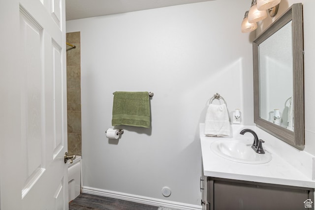 444 E 2720 N, North Logan, UT 84341 - bathroom featuring vanity, a shower, and wood finished floors