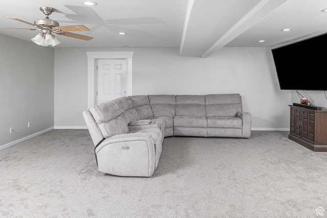 444 E 2720 N, North Logan, UT 84341 - carpeted living area featuring recessed lighting, ceiling fan, and baseboards