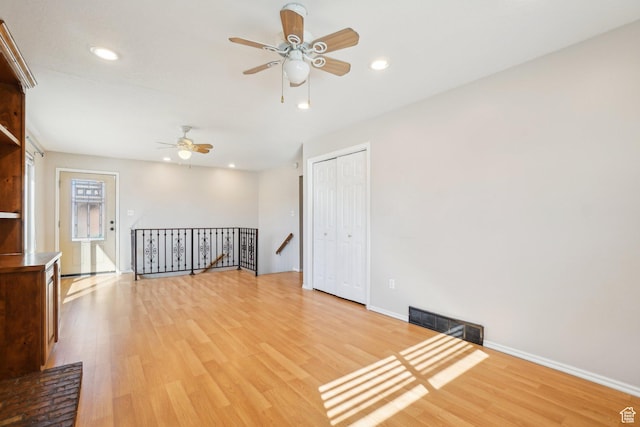 240 W 220 S, Orem, UT 84058 - unfurnished room with a ceiling fan, baseboards, visible vents, light wood-style floors, and recessed lighting