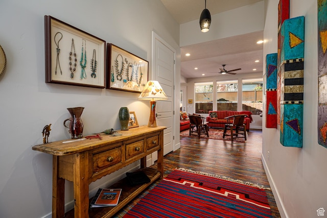 533 E Cutter Trl, Kanab, UT 84741 - corridor featuring dark wood-style flooring, baseboards, and recessed lighting