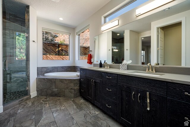 533 E Cutter Trl, Kanab, UT 84741 - bathroom featuring a stall shower, a wealth of natural light, a sink, and a garden tub