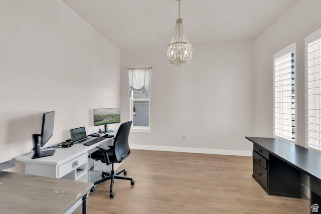 2266 S Betsys Way, Kaysville, UT 84037 - office space with a chandelier, light wood finished floors, and baseboards