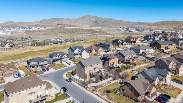 aerial view with a residential view and a mountain view