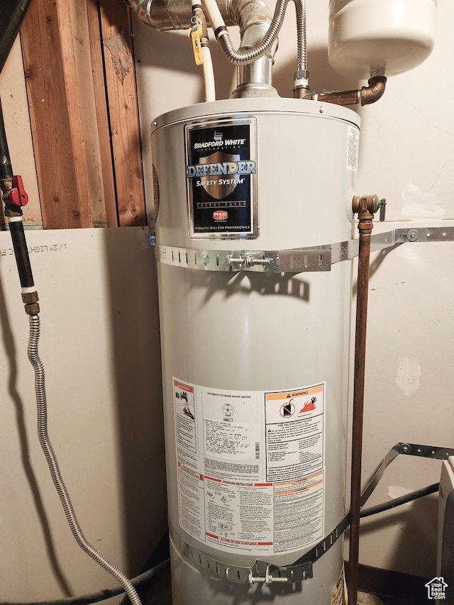 utility room with water heater