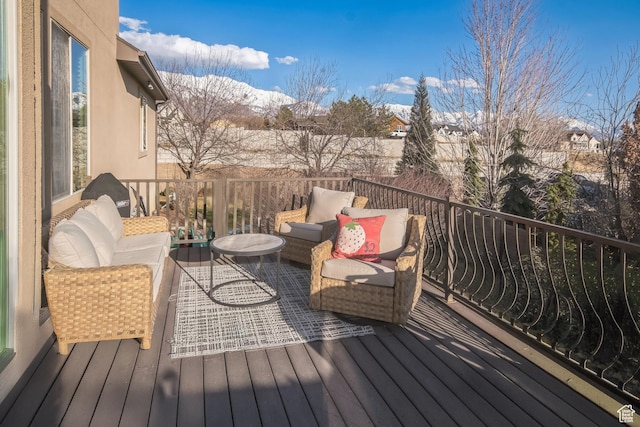 deck with a mountain view