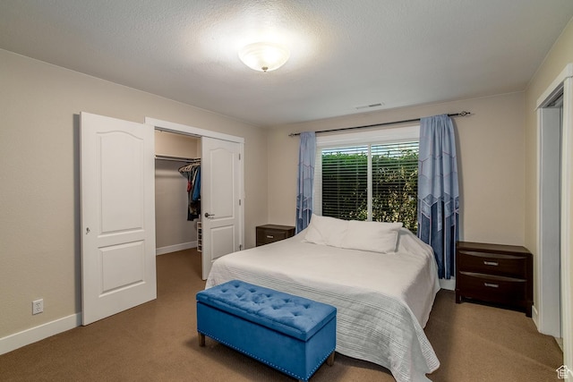 2164 S Alison Row, St George, UT 84790 - bedroom with carpet, baseboards, a textured ceiling, visible vents, and a closet