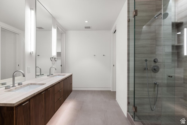3267 W Deer Hollow Rd Unit 2402, Park City, UT 84060 - full bath with double vanity, a shower stall, and recessed lighting