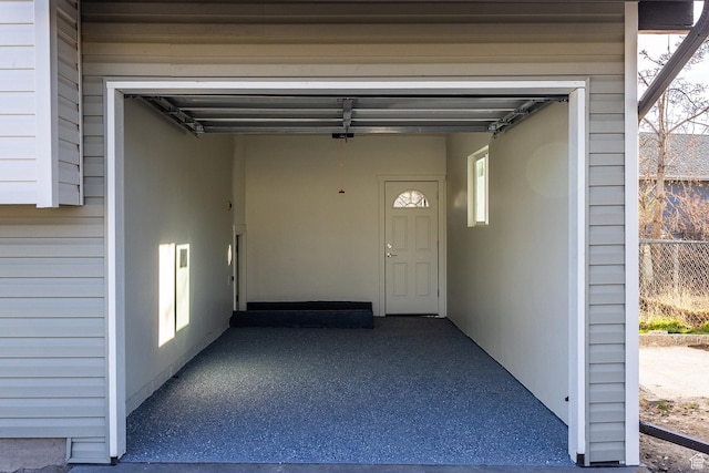 entrance to property with a garage
