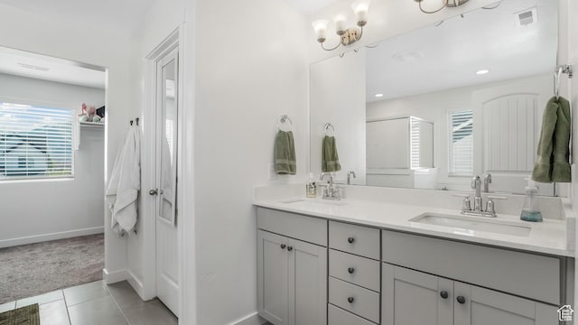 442 Doubleday St, Mapleton, UT 84664 - full bathroom with baseboards, double vanity, a sink, and tile patterned flooring