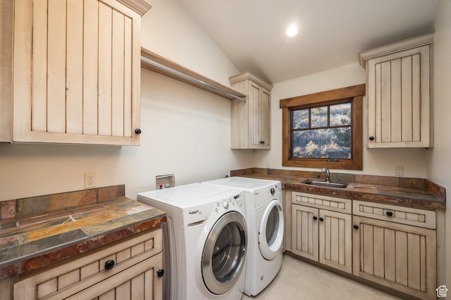 5956 N Triple Crown Trl, Oakley, UT 84055 - laundry area with cabinet space, a sink, and separate washer and dryer