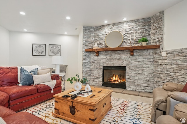 14146 S Spyglass Hill Dr, Draper, UT 84020 - living area featuring recessed lighting and a fireplace