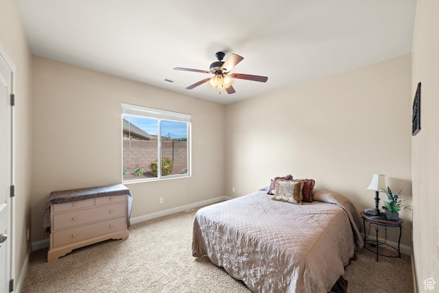 1041 E Silver Shadows Dr, Washington, UT 84780 - bedroom with baseboards, visible vents, carpet, and a ceiling fan