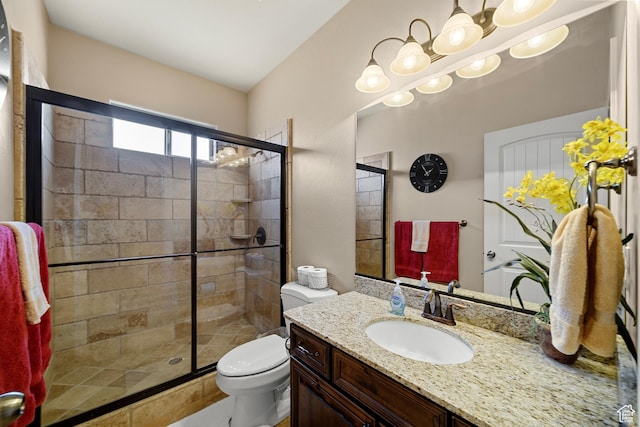 1041 E Silver Shadows Dr, Washington, UT 84780 - bathroom with toilet, vanity, and a stall shower