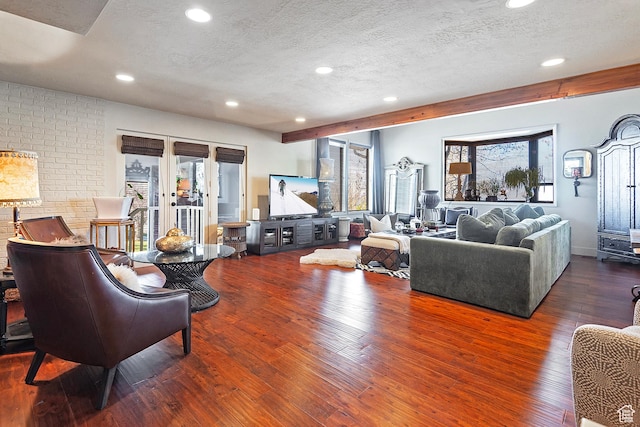 178 N Valley View Dr, North Salt Lake, UT 84054 - living area featuring hardwood / wood-style floors, a textured ceiling, and recessed lighting