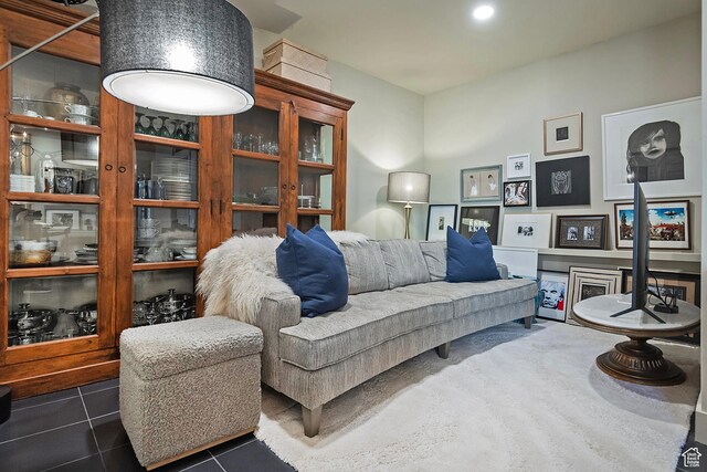 178 N Valley View Dr, North Salt Lake, UT 84054 - living room with dark tile patterned floors